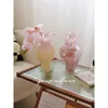 花瓶装飾ダイニングテーブルグラスホームレトロライトライトラグジュアリーとシンプルさフレンチフラワーウェア