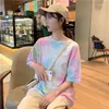 Women's T Shirts Woman's Tshirts Summer Korean Style Tie-dye Loose Short Sleeve Casual Sale Woman Top Tee Shirt Drop ZBBA25