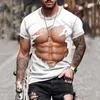 T-shirt da uomo Camicia estiva T-shirt muscolare stampata in 3D Girocollo Casual Top Trendy Harajuku Premium 2023 Sport Oversize