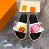 Womens Designer Sandal Platform Sandaler Slides Män Tryckt tjock botten Flip Flops Summer Flat Shoes Casual Beach Sandles äkta läder Hög kvalitetsstorlek35-45