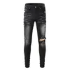 Men's Jeans Streetwear Fashion Men Black Gray Elastic Stretch Slim Fit Destroyed Ripped Painted Designer Brand Hip Hop Pants