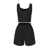 Survêtements pour femmes Femmes Casual Camisole Sports Shorts Solide Couleur Gilet Top Tricoté Coton 2 Pièces Simple Mode Track Set