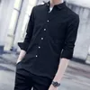 Chemises habillées pour hommes Chemise à manches longues et chemisier avec poche Style coréen Mâle Top Collier Slim Fit Social Haute Qualité Asie Dans les vêtements XXL