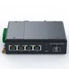 Fiber Optic Equipment Module 5 Port Industrial Poe Gigabit DIN Rail Ethernet Switch 4 med SFP 10/100/1000Mbps IP40 Obehörig 48V -utgång