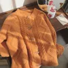 Frauenstrick 2023 Frauen Frühling Herbst Retro Lose Dicke Pullover Mäntel Weibliche Lange ärmeln Stricken Jacken Damen Oansatz Strickjacke Oberbekleidung