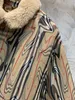 designer womens down jackets lamb fur collar winter casual zipper long sleeve down jacket striped logo brand down jacket design womens clothes