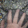 Calças femininas de duas peças Leqoel Sexy Fishnet Strass Calças Escavadas Cristal Diamante Malha Mulheres Brilhantes com Top Pequeno Colete Verão