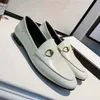 Alta qualidade Lefu sapatos designer de couro fivela de metal casual sola macia impressão respirável luxo um pé pedal boca rasa sapatos preguiçosos