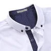 Mäns avslappnade skjortor långärmad skjorta topp europeisk och amerikansk affärsinredning tryckt turn-ner-krage blus klädrock för män