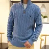 Mens Thick Sweater Designer Polo Half Zipper Hoodie Long Sleeve Knitted Horse Twist High Collar Men Woman S Embroidery 0an1