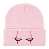 Beanie/Skull Caps Pennywise Scary Eyes broderad stickad hatt vinter Keep Warm Hats med terrorelement lämpligt för Halloween