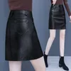 Rokken Vrouw Mode Hoge Taille Split Kunstleer Kokerrok Vrouwelijke Bodycon Clubwear Dames Casual G486