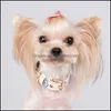 Colliers de chien Laisses Collier de chien en cuir PU Laisses Set Classic Old Flower Pattern Designer Colliers pour petits chiens moyens Chat Chihuahu Otg3H