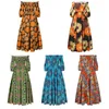 Plus size Dresses African National Print Party Dress Women Casual Sexy Slash-neck Lady Maxi Dress Vintage Long-sleeved Loose Elegant Dresses 230907