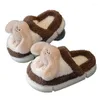 Slipper 2-9Y Kinder Hausschuhe Winter Baby Jungen Mädchen Flip-Flops Flache Ferse Baumwolle Stoff Zu Hause Nette Haustier Cartoon Kinder schuhe Hw20