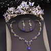 Colar brincos conjunto de luxo borboleta coroa nupcial e tiaras conjuntos baile casamento jóias noiva acessórios traje