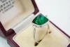 클러스터 링 SX 솔리드 18K 화이트 골드 스퀘어 자연 Emerald Emerald 5.73ct 생일 선물 Fine Jewelry PresentsSX