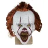 Party Masks Horror Pennywise Stephen King Mask Cosplay Scary Red Hair Clown Killer Masks Led Latex Hjälm Halloween Carnival Costume Prop X0907