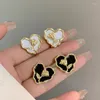 Stud Earrings Classic Tulip Love Heart For Women Lady Vintage Design Piercing Enamel Heart-shaped Jewelry Gifts