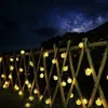 Décorations de jardin 8 modes Boule de cristal de lumière solaire 5M7M12M LED String Lights Guirlandes de fées pour la décoration extérieure de fête de Noël 230907