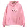 Hoodies femininos óculos impressos moletom com capuz outono inverno harajuku manga longa pullovers kawaii treino senhoras casaco com capuz