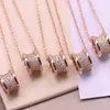 Colar feminino de prata esterlina com cintura grande, ouro rosa, cheio de diamantes, luxo, estilo simples e fashion