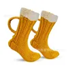 Men's Socks Christmas Gift 3D Beer Mug Cute Unisex Novelty Winter Warm Floor Sock For Men Women