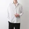 Chemises habillées pour hommes Hommes d'âge mûr Vêtements 2023 Automne Chemise à col cubain pour couleur unie Mode Lâche Casual Drop Manches longues Hommes