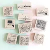 Adhesive Stickers Stamp Scrapbooking Diary Decoration Daily Life 9 Types Vintage Rubber Wooden Stamps 230907