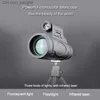 Telescopes 12x50 HD Professional Monocular Powerful Binoculars Long Range Telescope With Lights Bak4 Zoom Portable Lll Night Vision Hunting Q230907