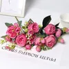 Dekorativa blommor Rose Bouquet Artificial Wholesale Home Diy Accessories Fake Plants Blomma som Living Wedding Centerpieces For Table