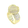 Anello solitario Oro Argento Colore CZ Anello cuore Argento Colore Pieno ghiacciato Bling Zircone cubico Cuori Anello Hip Hop Punk Uomo Donna Gioielli 230907