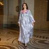 Roupas étnicas Luxo Dubai Islâmico Abaya Muçulmano Robe Feminino com Diamantes Imprimir Elegante Manga Longa Marrocos Kaftans Eid Árabe Vestido