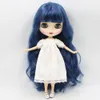 Bonecas Blyth boneca nua com cabelo longo ondulado azul profundo sem franja 30 cm de altura corpo articulado rosto fosco DIY brinquedos bjd No280BL6221 230907