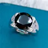 クラスターリングInbeaut Men's Classic 925 Silver 5 ct Round Excellent Cut Pass Diamond Test Black Moissanite Weddding Ring Vintage Fine