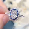 Bling Lovers AAAAA anillo de dedo de circón de Plata de Ley 925, anillos de boda para fiesta para mujeres y hombres, promesa de compromiso, regalo de joyería