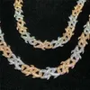 Nyaste två ton diamantsand torn kubansk halsband VVS Moissanite CLASP ICED ut 925 Sterling Silver Cuban Link Chain CTKHA