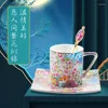 Kopjes Schotels Scandinavische bloemen Pastorale stijl Afternoon Tea Cup Lichte luxe set en schotel Keramiek Engels met lepel