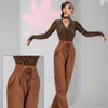 Сценическая одежда, брюки для современных танцев, 2023, толстые брюки с высокой талией на шнурке, женская одежда для латинских танцев, костюмы SL5709