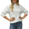 Damenpullover Herbstpullover Rollkragenpullover H Einfarbiger Pullover Wasserfallausschnitt Damen Casual Fuzzy Half Zip