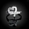 Cluster Rings Style 925 Sterling Silver Ring Love Heart Zircon CZ Simulation Diamond Fashion Jewelry Accessory