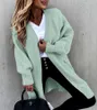 Kvinnors tröjor 2023 Sticked Cardigan Women randig lapptäcke Spring Autumn Winter Elegant Long Outterwear Maxi Y2K Sweater