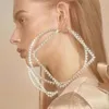 Hoop Earrings Exaggerated Rhinestone Super Big Square Round For Women Luxury Crystal Oversized Large Circle Rectangular