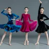 Stage Wear Autumn/Winter Children's Children's Latin Dance Costumes Dziewczyny Velvet Professional Rifes