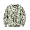 Herrspåriga amerikanska dollar collage 3D över hela tryckta Crewneck Sweatshirts Sweatpants Streetwear Kid Women Män Set Size Dropship 230906