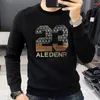 Sweats à capuche pour hommes 2023 Diamant brillant T-shirt à manches longues pour hommes Style Hip Hop Numéro Lettre Motif Slim Fit Top Luxe