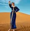 エスニック服eid caftan marocain冬のベルベットアバヤドバイイスラム教徒ドレスターキーアバヤ