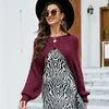 Suéter feminino elegante casual estilo primavera mistura e combinação malha malha cobertura solta cintura alta xale curto 2023