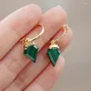 Kolczyki stadnonowe Vantj Real Natural Malachite kolczyki szterling 18K Gold 750au Conted for Women Party Birthday Gift