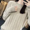 Kadın Sweaters 2023 Kış ve Sonbahar Kadın Sakilleri Pure Yün Örme Jumperlar Moda O Yağ Kaşmir Standart İçi Boş Üstler